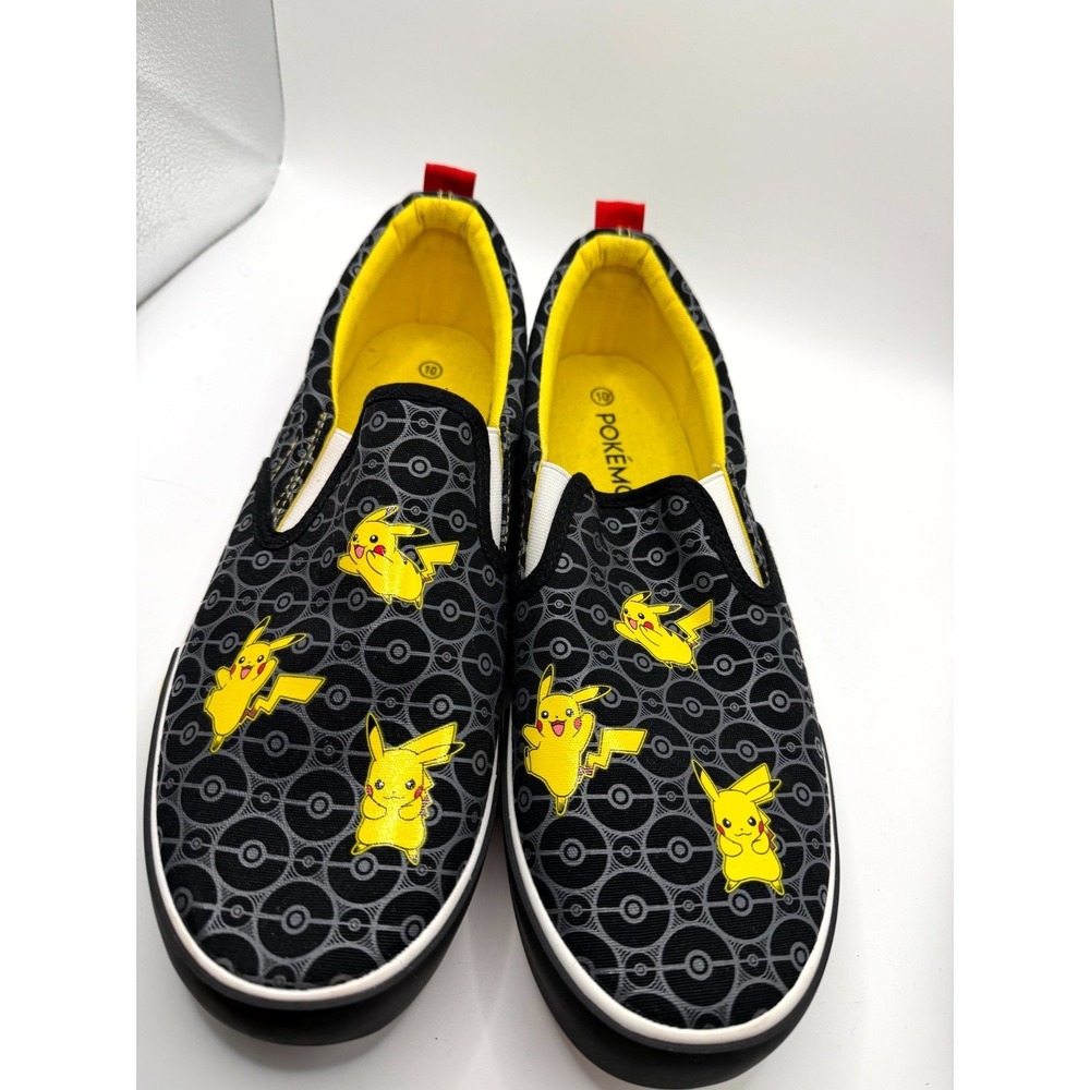Pokemon Poké Ball Men's 10 Sneakers Gray Black Pikachu Slip On Skateboard Shoes - Picture 5 of 9